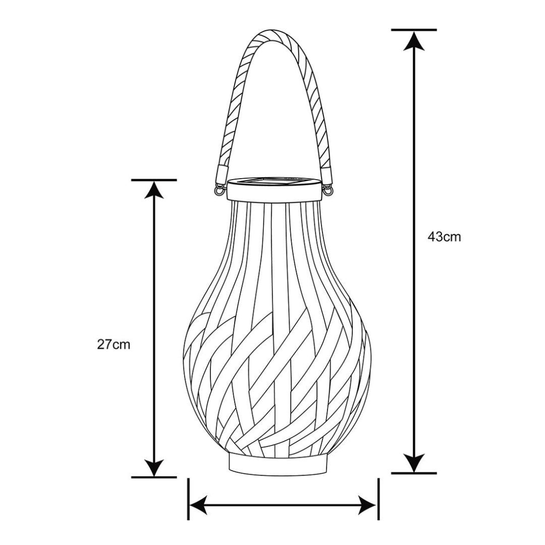 Solar LED Gartenleuchten Set, Braun Bambus, IP44, 27 cm, 2er-Pack