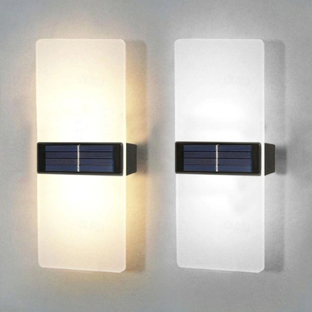 2er-Set Solar-Wandleuchten Wasserdicht LED Außen mit Warmweiß-Modus