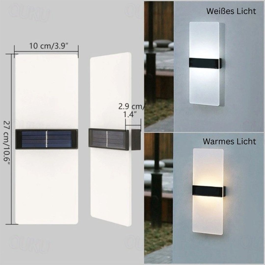 2er-Set Solar-Wandleuchten Wasserdicht LED Außen mit Warmweiß-Modus