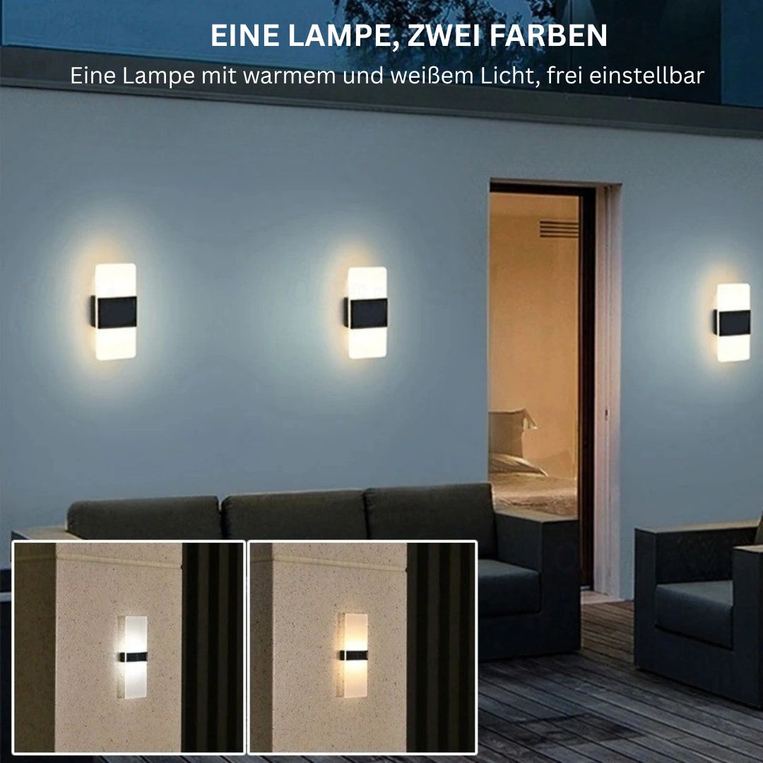 2er-Set Solar-Wandleuchten Wasserdicht LED Außen mit Warmweiß-Modus