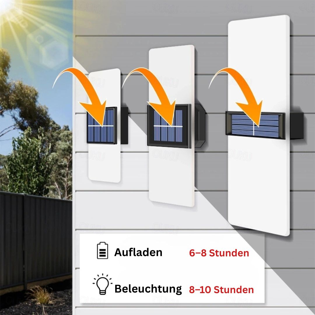 2er-Set Solar-Wandleuchten Wasserdicht LED Außen mit Warmweiß-Modus