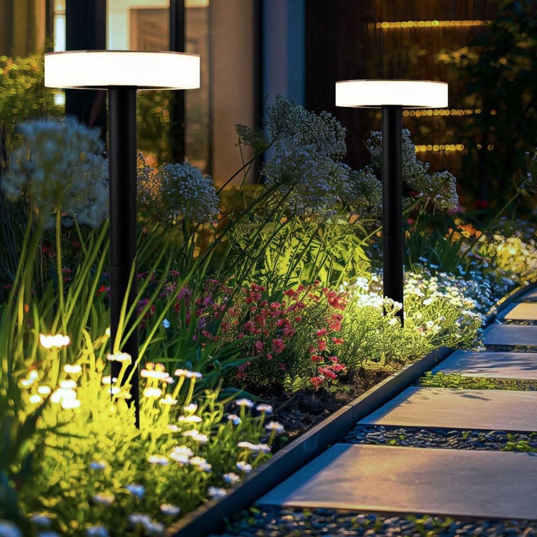 Solar-LED-Gartenleuchte mit Erdspieß Schwarz Außenlampe