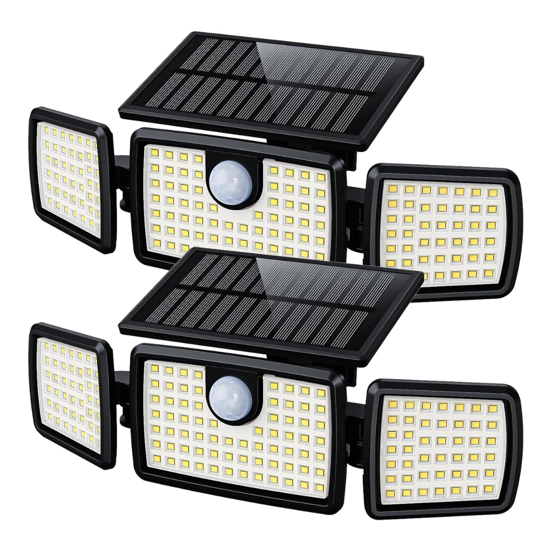 Solar-Deckleuchten außen, 232 LEDs, Bewegungsmelder & Fernbedienung