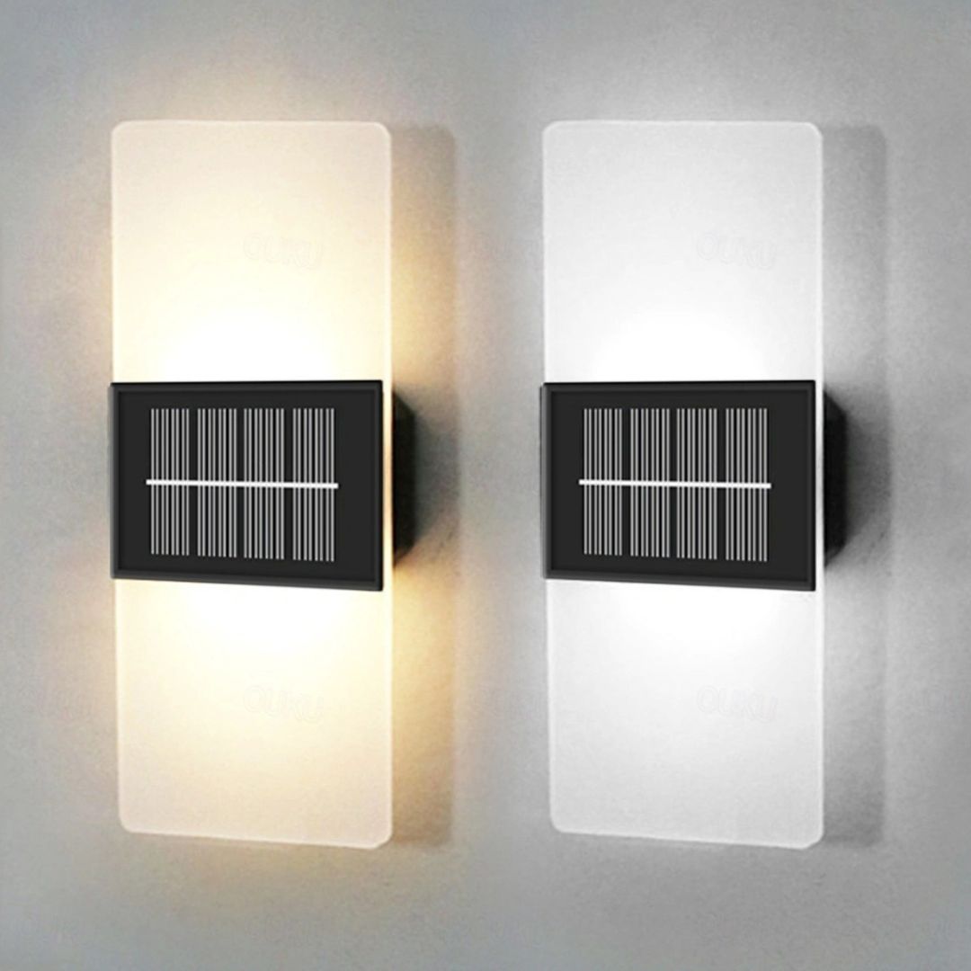 2er-Set Solar-Wandleuchten Wasserdicht LED Außen mit Warmweiß-Modus