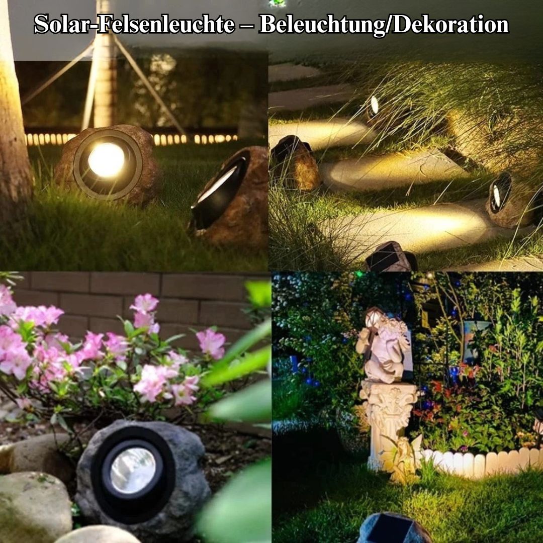Solar-Felsenleuchte LED Außenstrahler Wasserdicht IP65 – Warmweiß