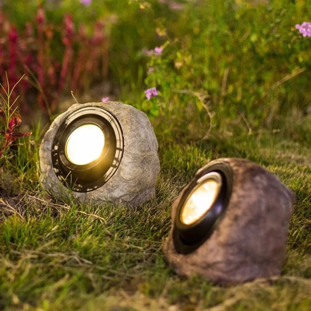 Solar-Felsenleuchte LED Außenstrahler Wasserdicht IP65 – Warmweiß