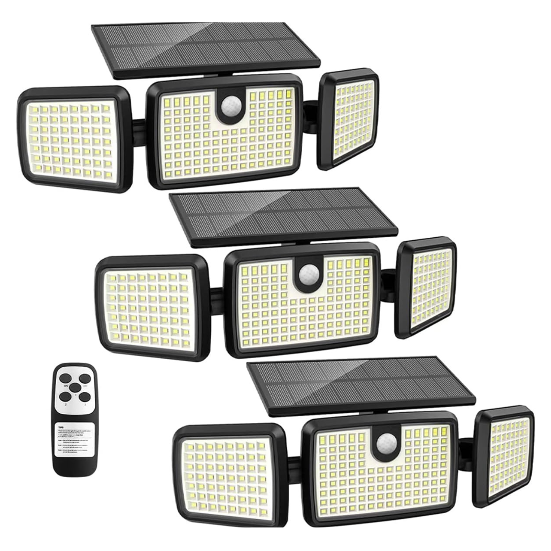 Solar-Deckleuchten außen, 232 LEDs, Bewegungsmelder & Fernbedienung