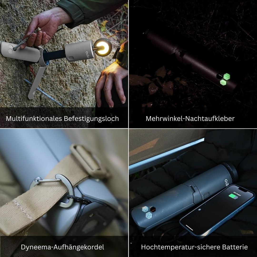 Teleskop-Stativ-Outdoor-Lampe mit Powerbank und wasserdichtem Design