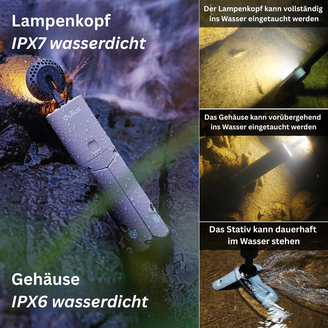 Teleskop-Stativ-Outdoor-Lampe mit Powerbank und wasserdichtem Design