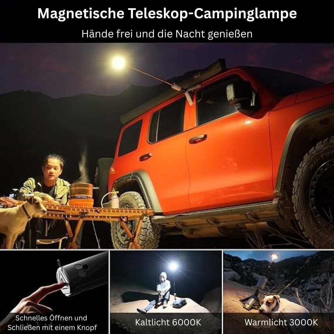 Teleskop-Stativ-Outdoor-Lampe mit Powerbank und wasserdichtem Design