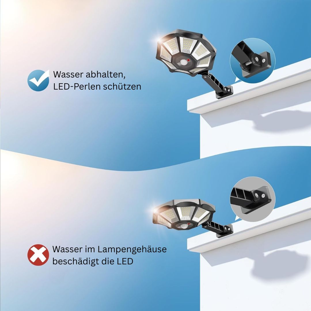 Solar-Straßenleuchten für den Außenbereich mit Bewegungssensor, 168 LED IP66 6500K