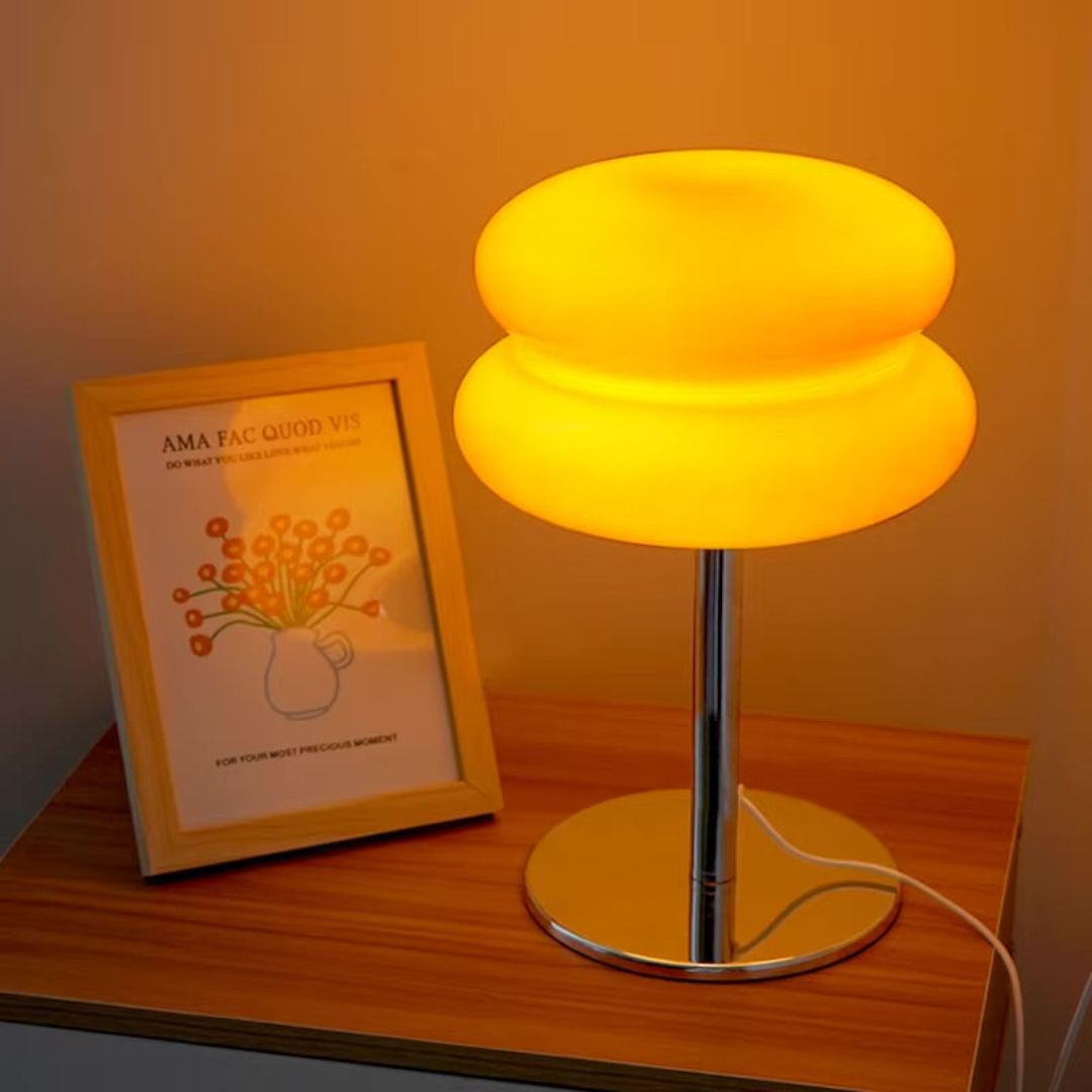 Wolken Tischlampe Retro – Dimmbar, Farbmodi, 30 cm Höhe, Glas & Chrom