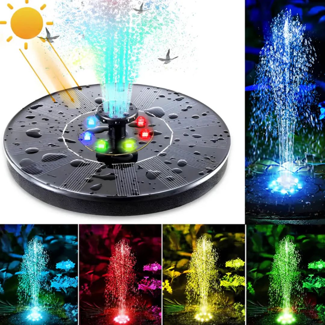 Solarbrunnen Garten mit 7 Sprühmuster und Dämmerungssensor - Solarspringbrunnen