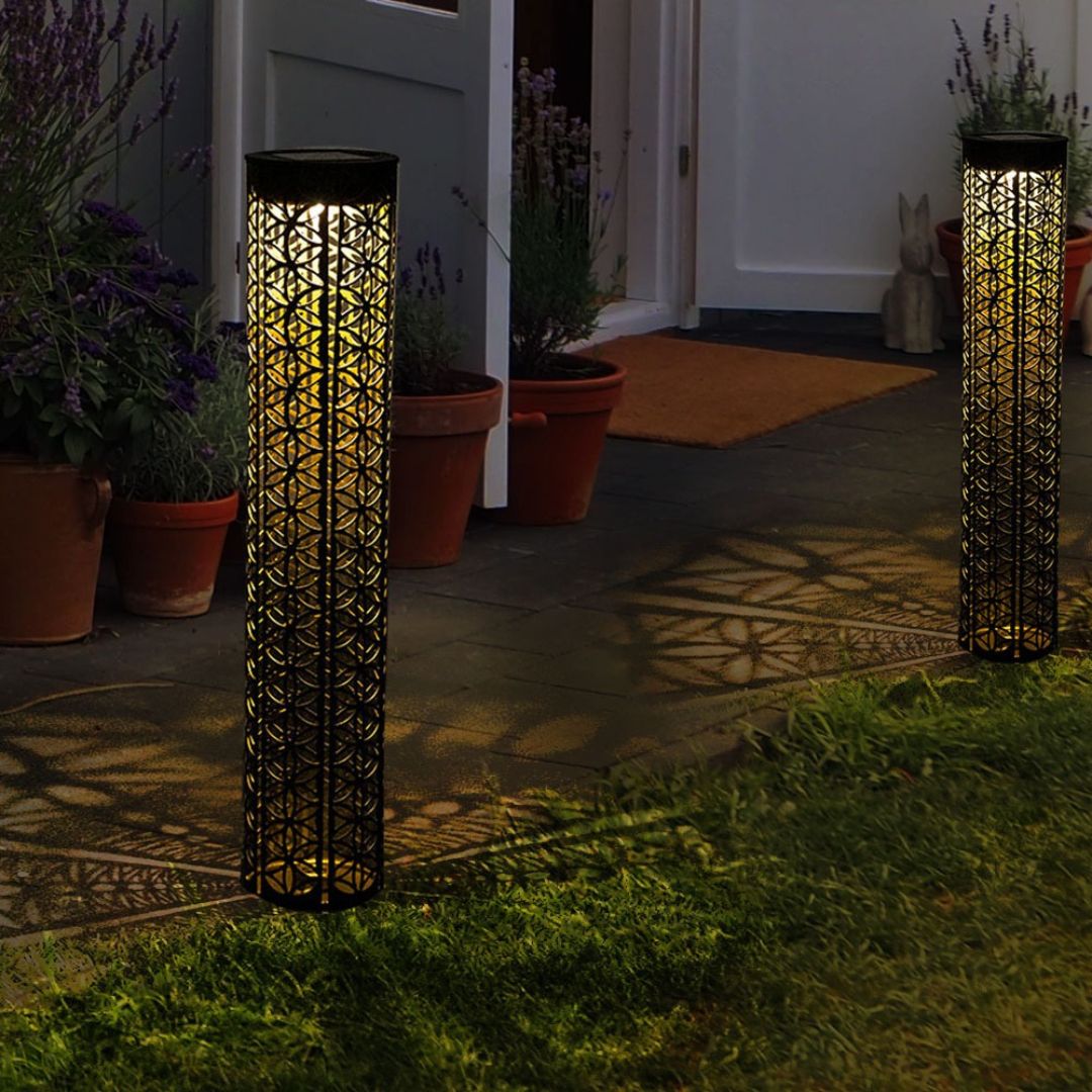 Solarlampen Garten Schwarz Gold LED Außenbereich Wasserdicht IP44