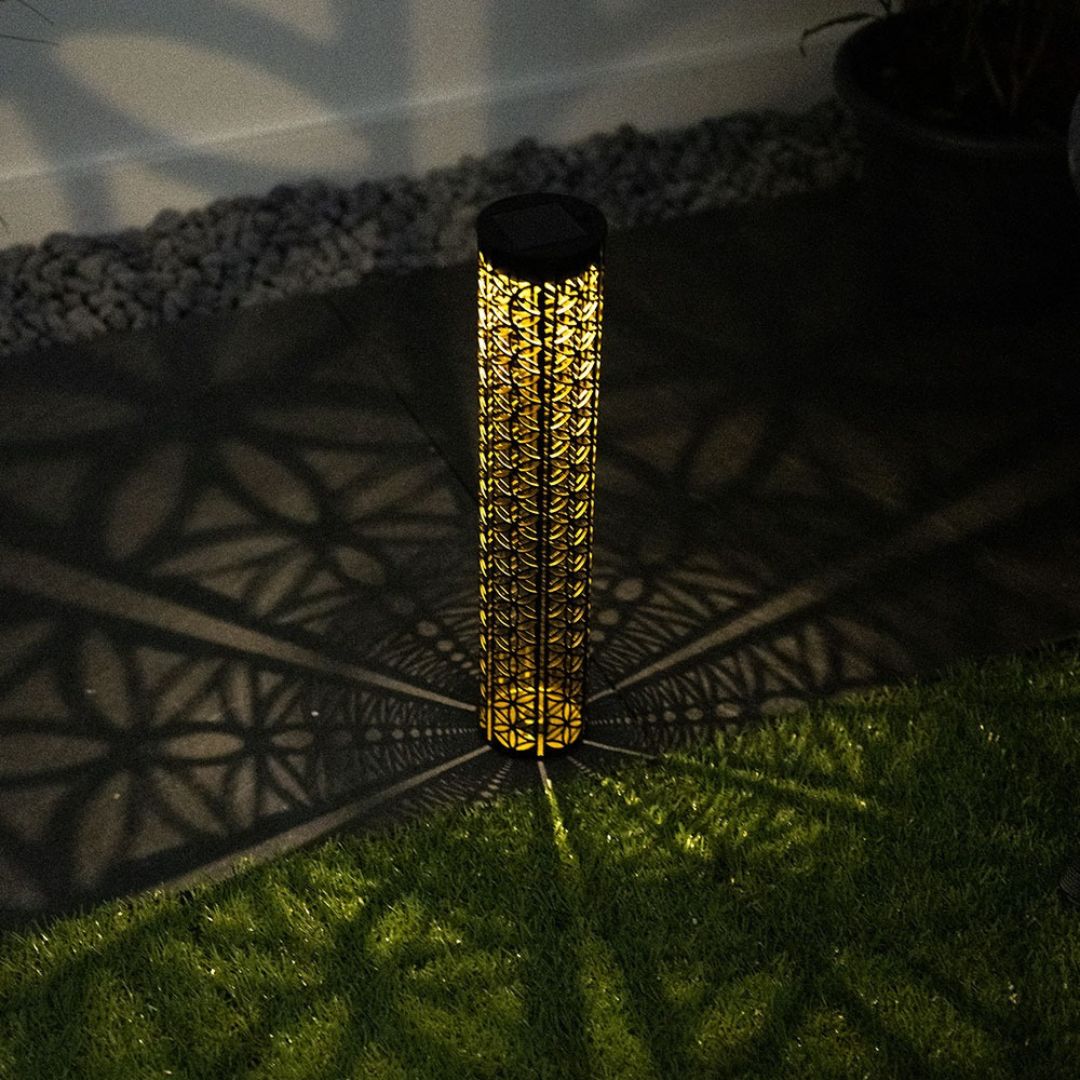 Solarlampen Garten Schwarz Gold LED Außenbereich Wasserdicht IP44