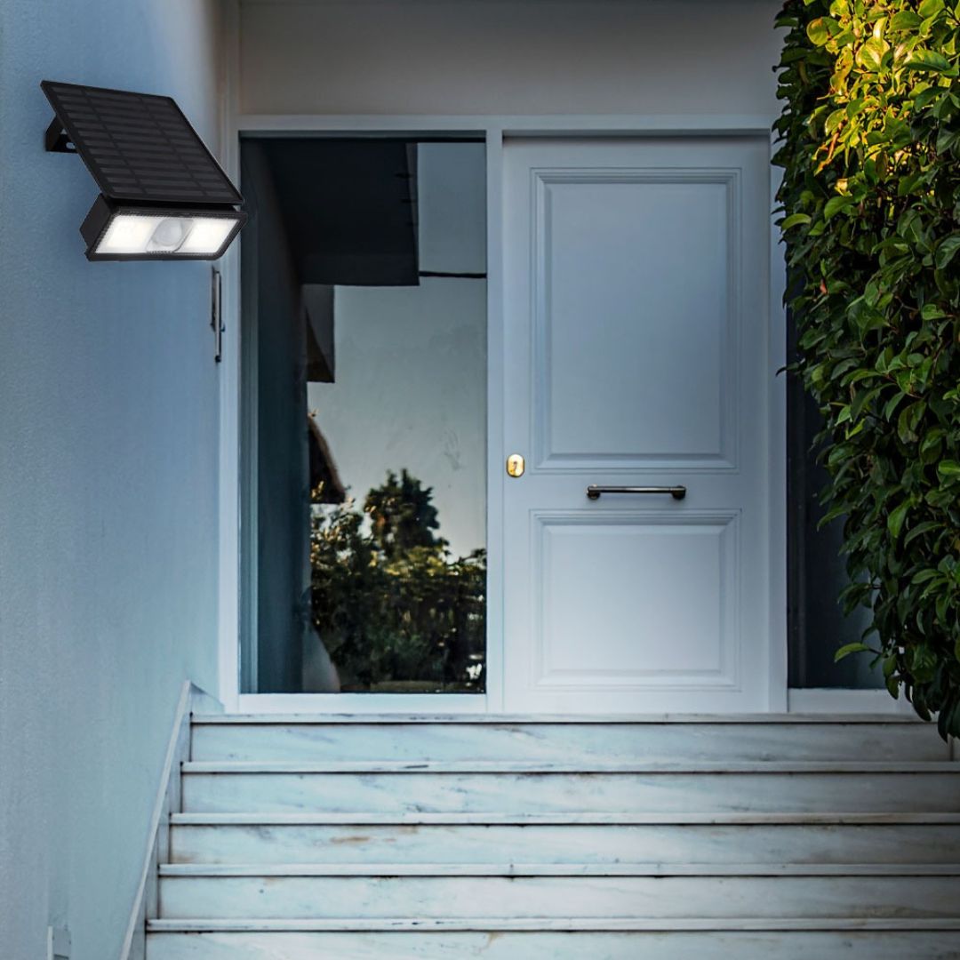 LED Solar-Wandleuchte mit Bewegungsmelder IP65 500 lm Schwarz