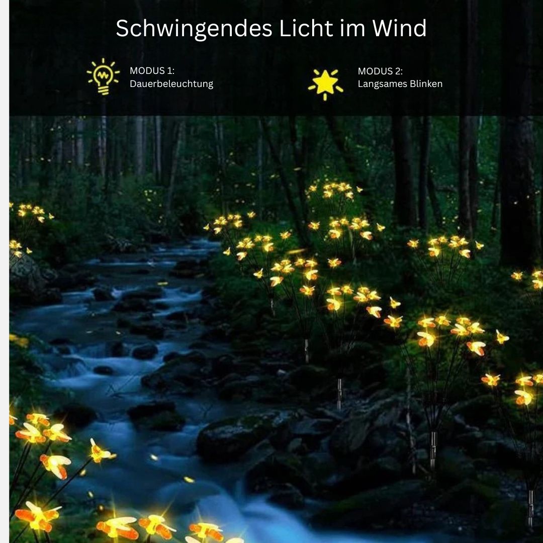 Solar Gartenlichter mit 24 LEDs – Wasserdichte Honigbienenlampe, Warmweiß
