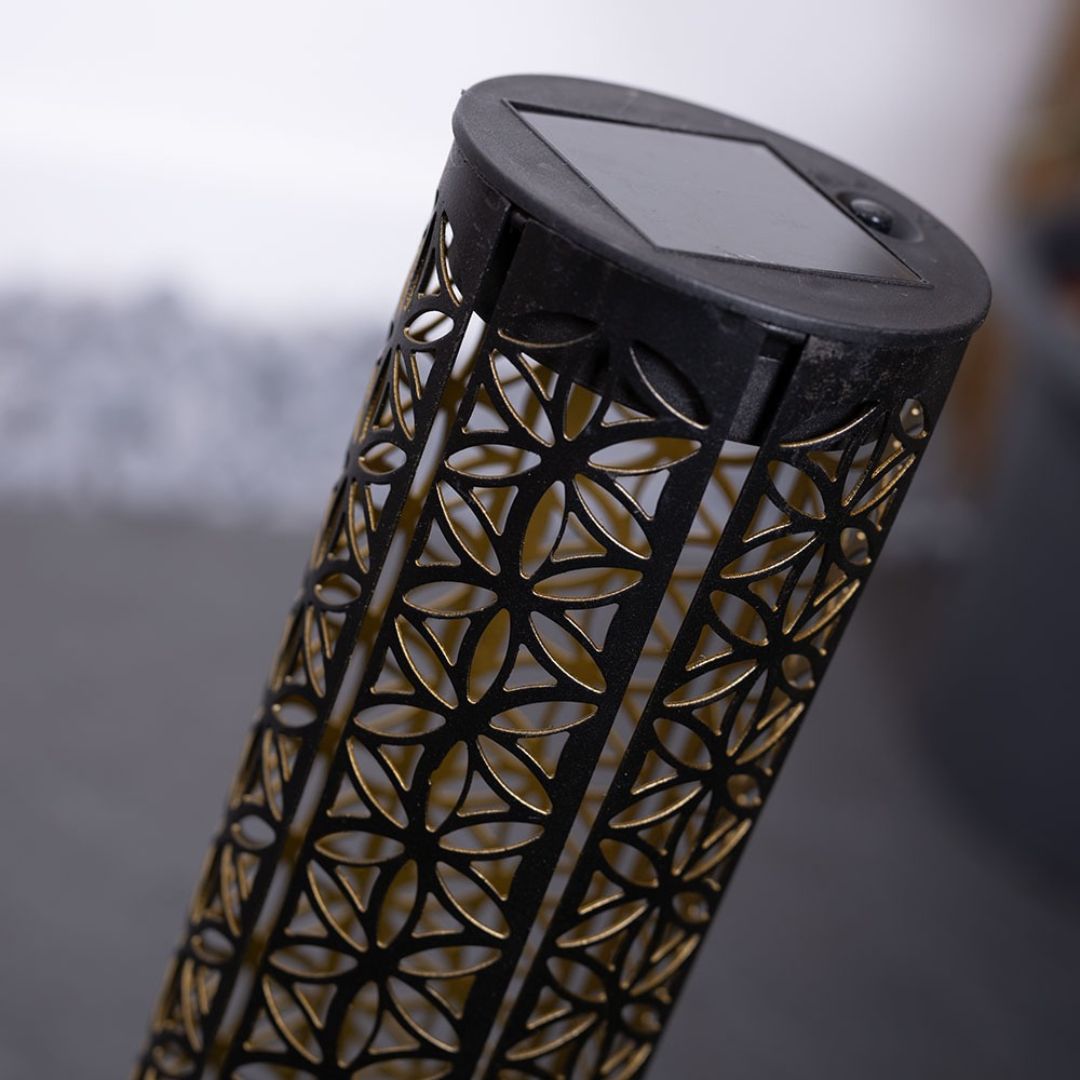 Solarlampen Garten Schwarz Gold LED Außenbereich Wasserdicht IP44