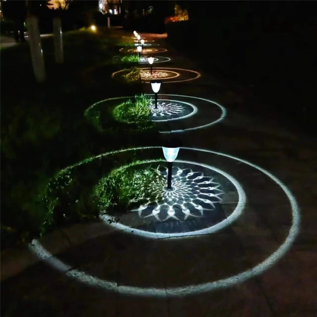 Solar Gartenleuchte mit Mandala Schattenprojektion – IP65 Wasserdicht, LED