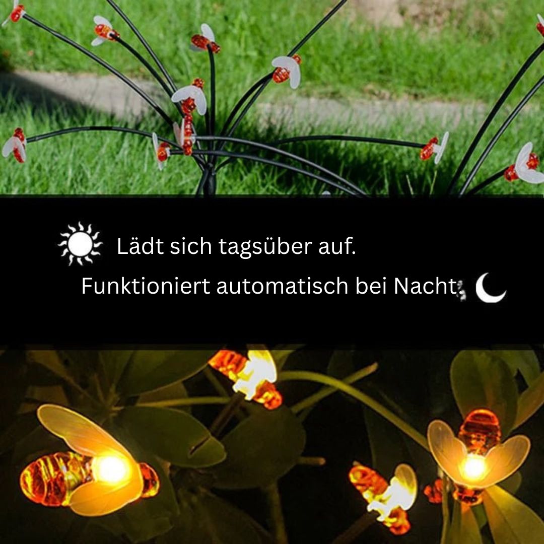 Solar Gartenlichter mit 24 LEDs – Wasserdichte Honigbienenlampe, Warmweiß