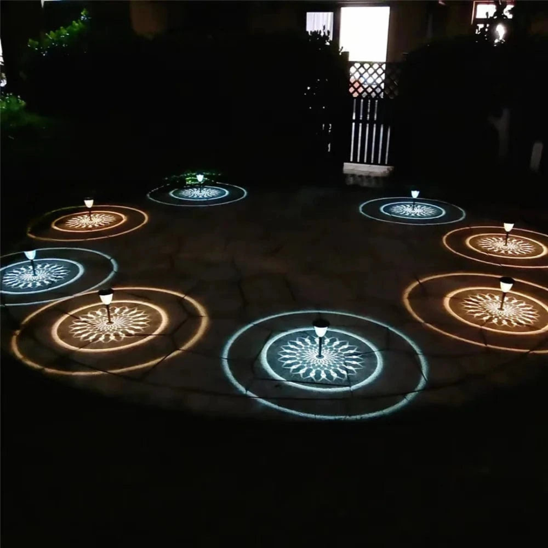 Solar Gartenleuchte mit Mandala Schattenprojektion – IP65 Wasserdicht, LED