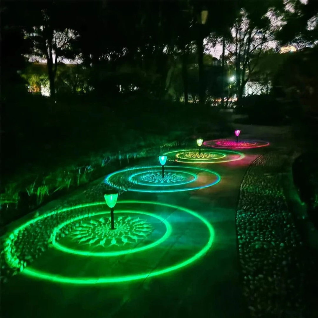 Solar Gartenleuchte mit Mandala Schattenprojektion – IP65 Wasserdicht, LED