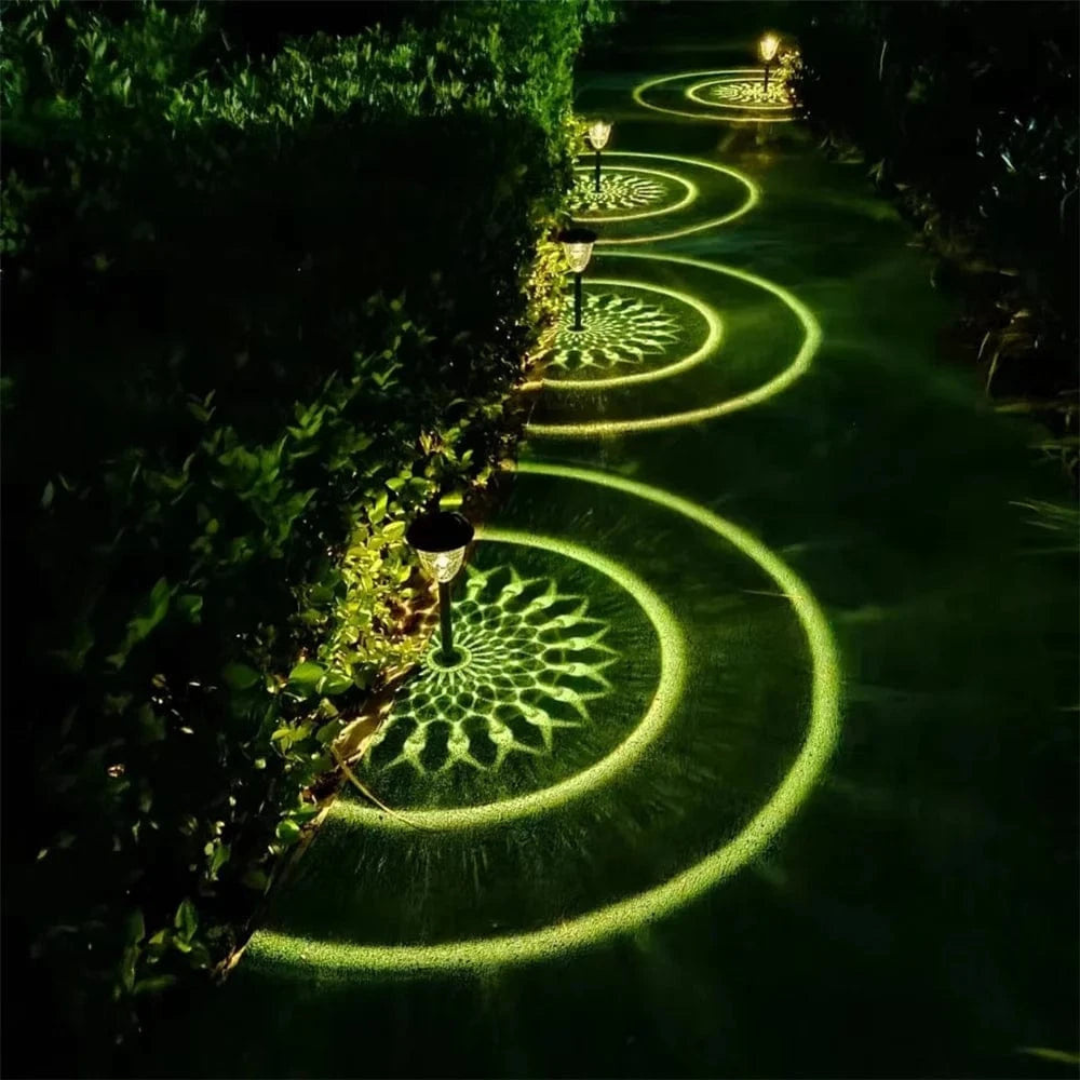 Solar Gartenleuchte mit Mandala Schattenprojektion – IP65 Wasserdicht, LED