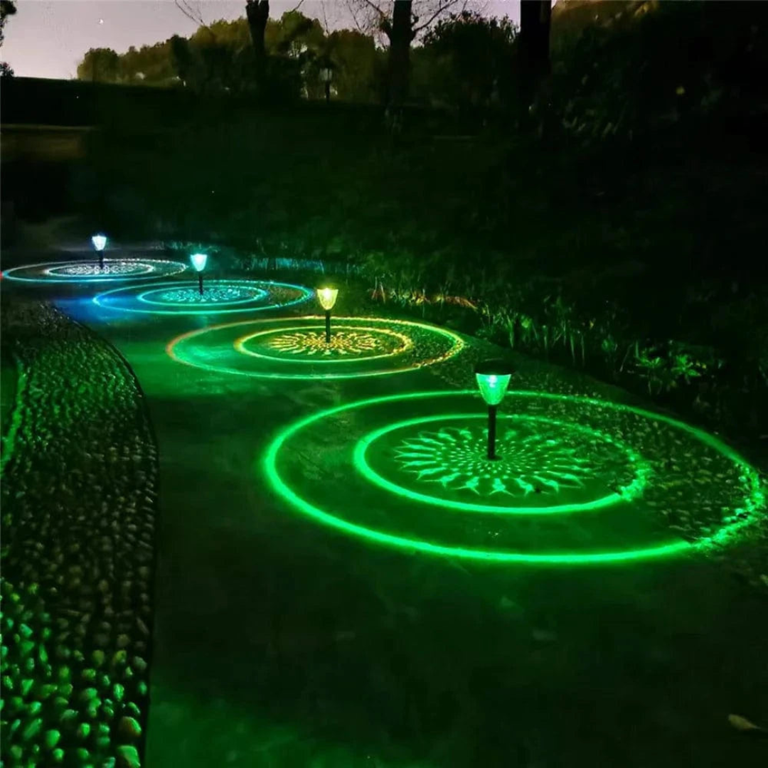 Solar Gartenleuchte mit Mandala Schattenprojektion – IP65 Wasserdicht, LED