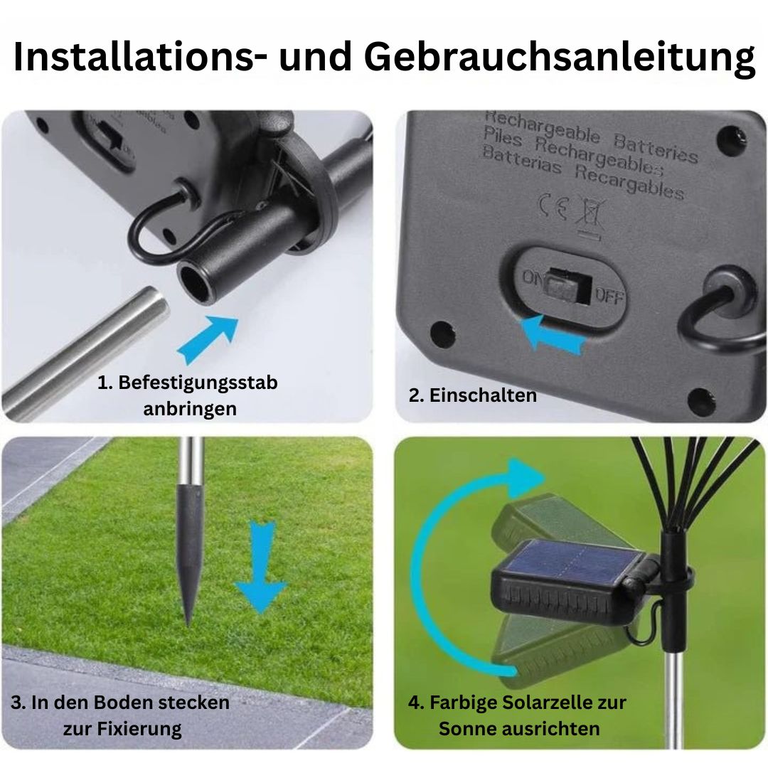 Solar Gartenlichter mit 24 LEDs – Wasserdichte Honigbienenlampe, Warmweiß