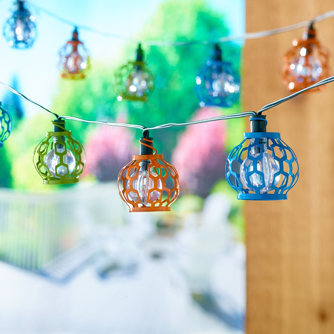 Solar-Lichterkette für Außenbereich mit 20 LEDs und Metallkäfigen in 3 Farben