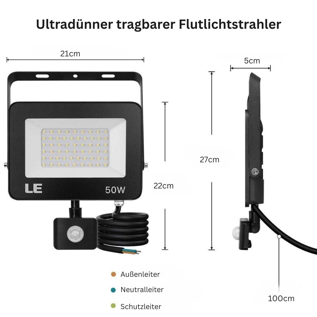 LED-Flutlicht mit Bewegungssensor 15W/30W/50W 5000K Wasserdicht für Außenbereich
