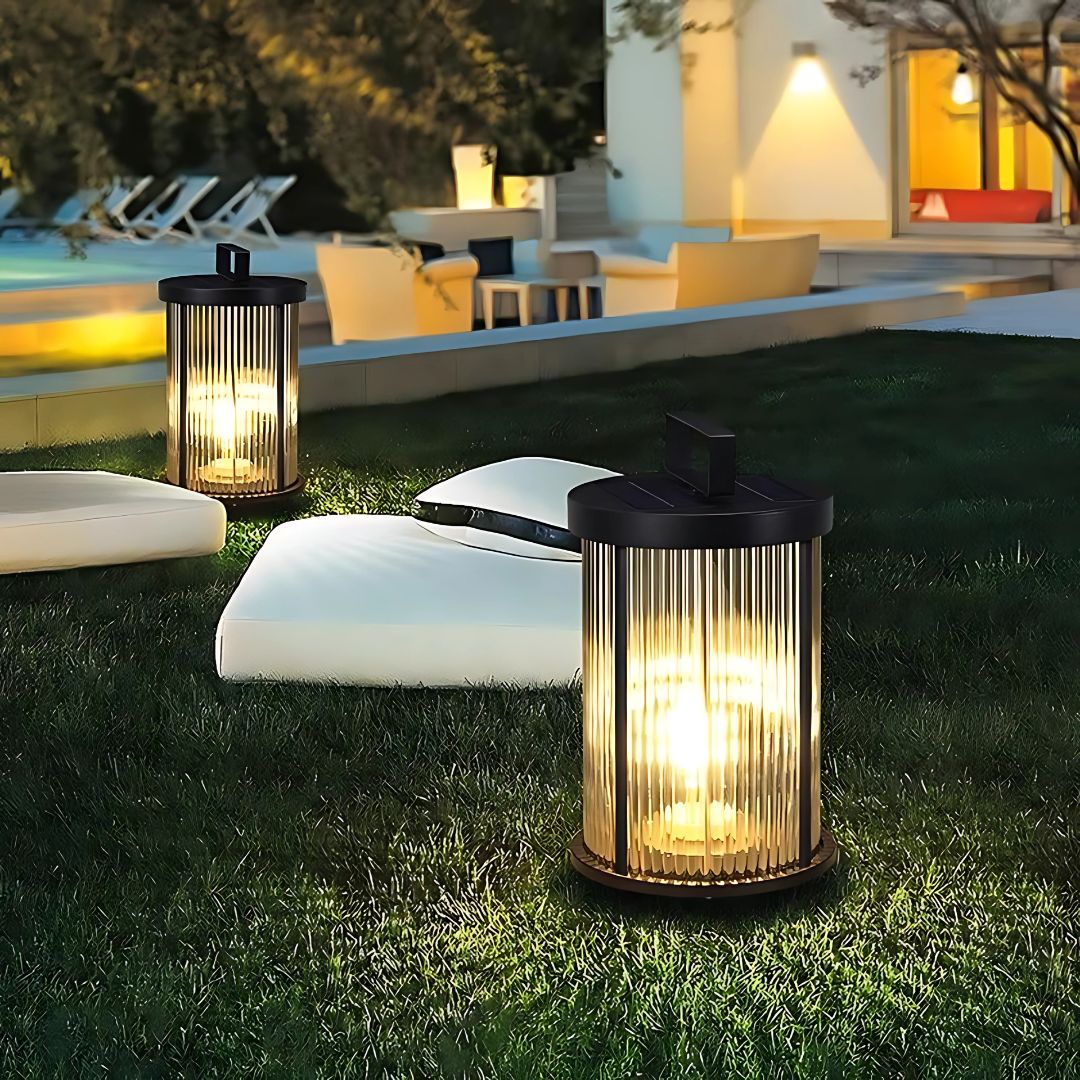 Solar Gartenlampe aus Kristallglas mit Edelstahlgehäuse – Wasserdicht, LED, Retro Design