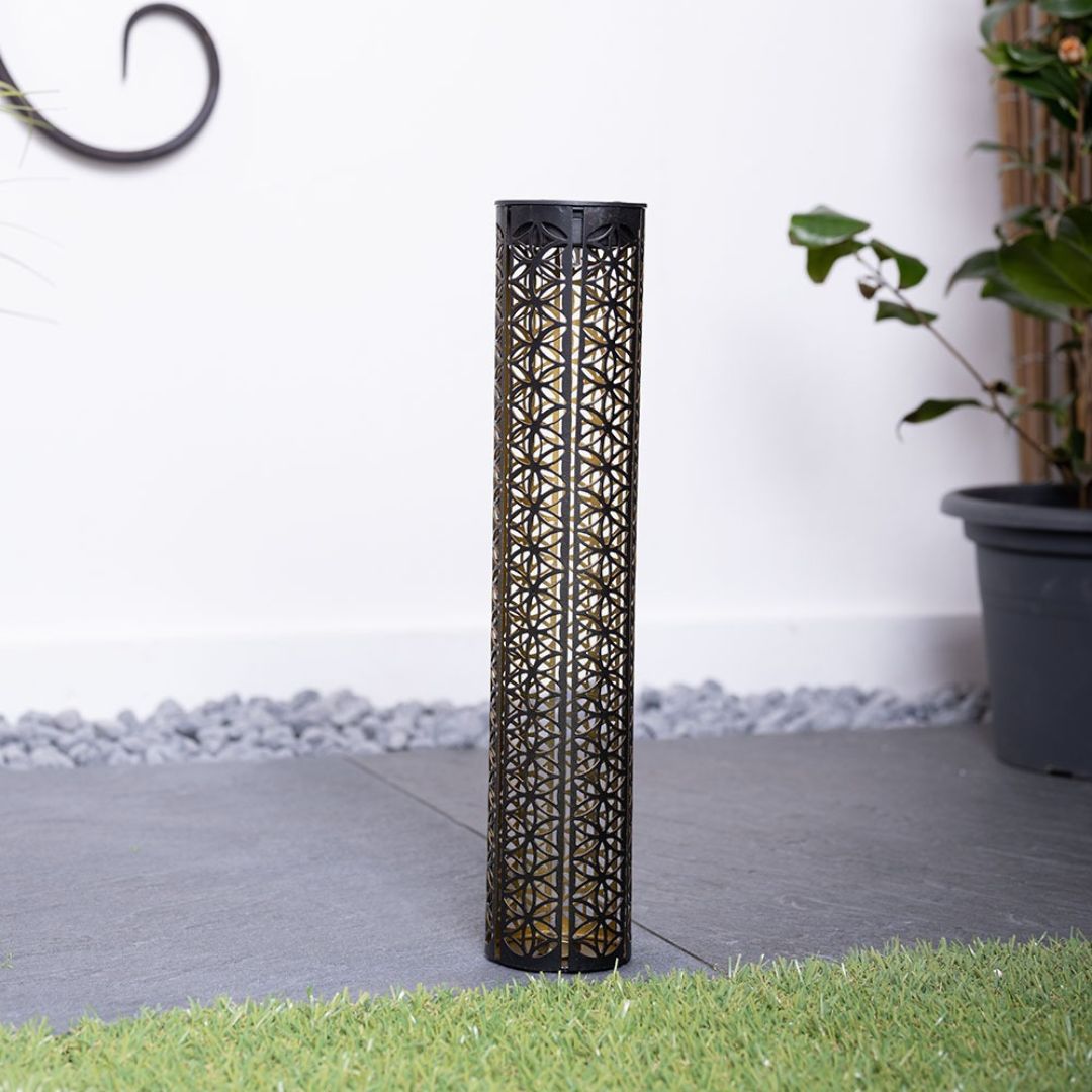Solarlampen Garten Schwarz Gold LED Außenbereich Wasserdicht IP44
