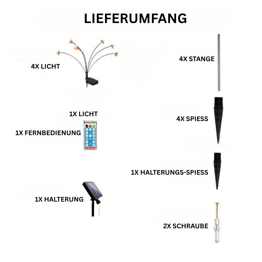 Solar Gartenlichter mit 24 LEDs – Wasserdichte Honigbienenlampe, Warmweiß
