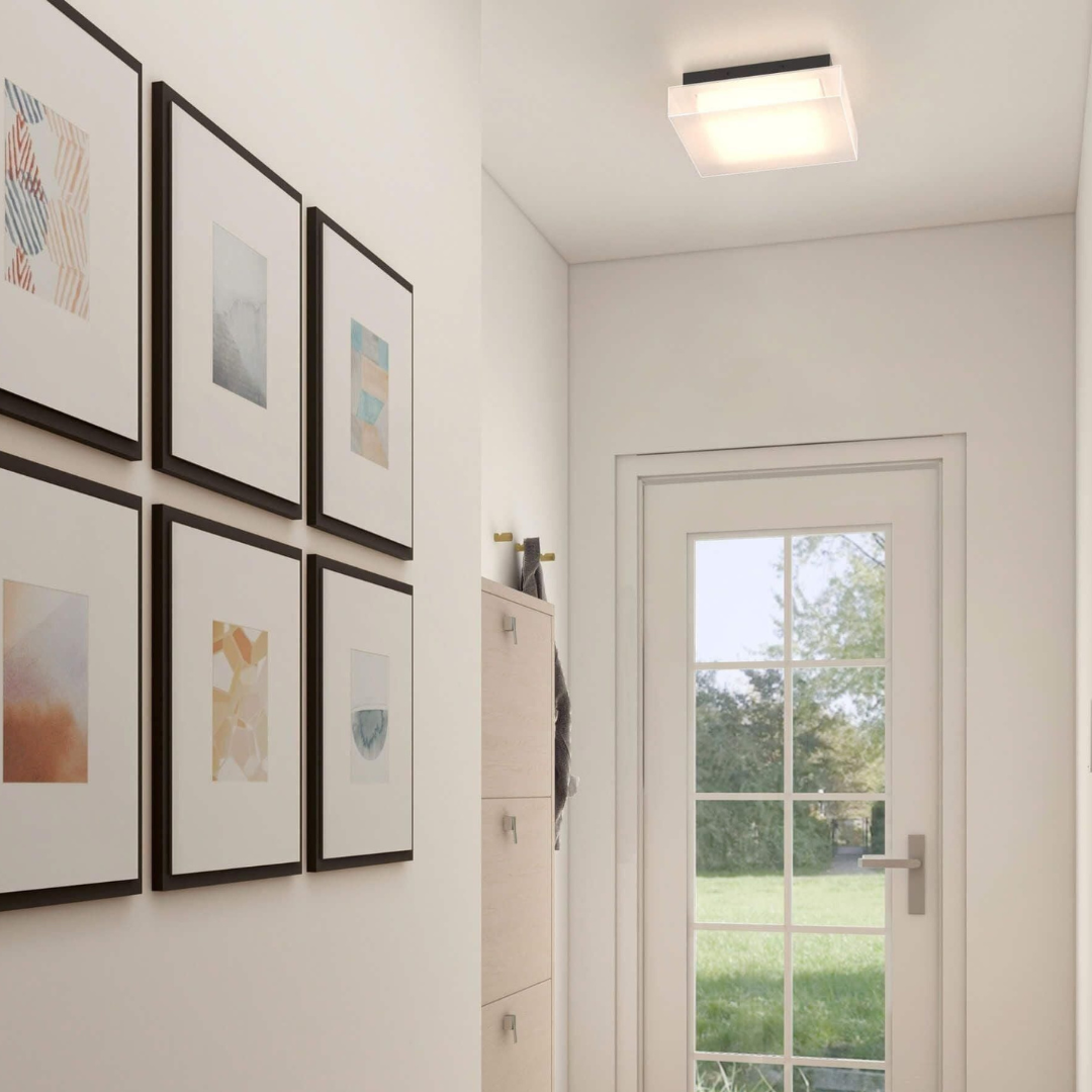Moderne flächenbündige Deckenleuchte mit halb-opakem Diffusor - weißes Acryl