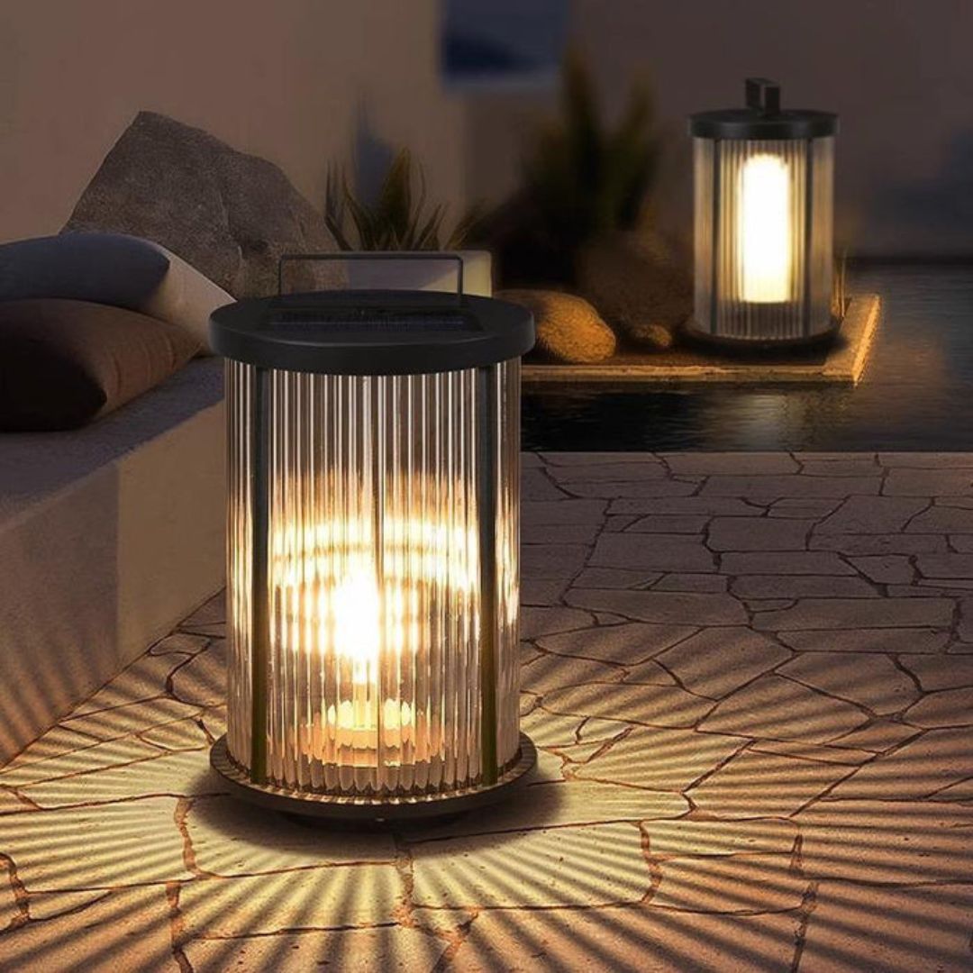 Solar Gartenlampe aus Kristallglas mit Edelstahlgehäuse – Wasserdicht, LED, Retro Design