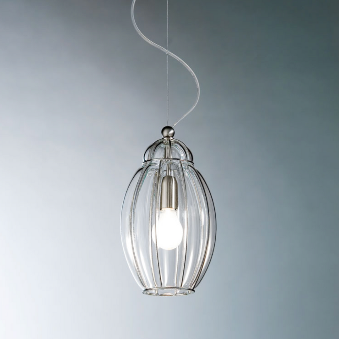 Moderne Pendelleuchte mit Klarglas und Verchromtem Finish für Esszimmer