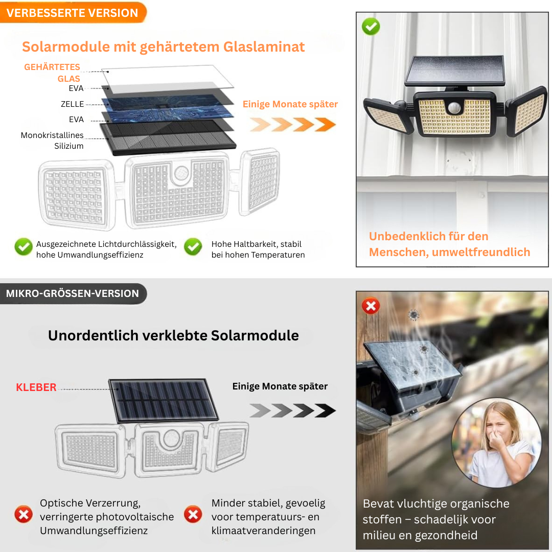 Solar-Deckleuchten außen, 232 LEDs, Bewegungsmelder & Fernbedienung