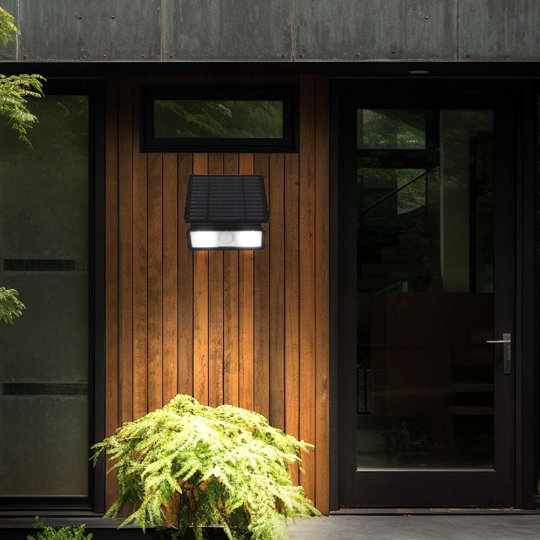LED Solar-Wandleuchte mit Bewegungsmelder IP65 500 lm Schwarz