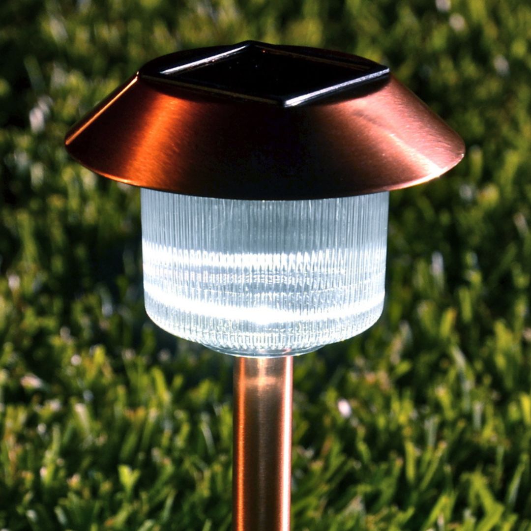 Kupfer Solar-Wegeleuchten Outdoor 12er-Pack – Gebürstete LED-Spieße