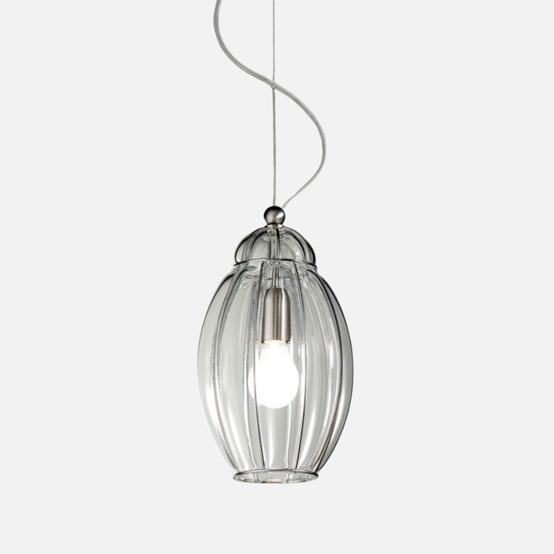 Moderne Pendelleuchte mit Klarglas und Verchromtem Finish für Esszimmer