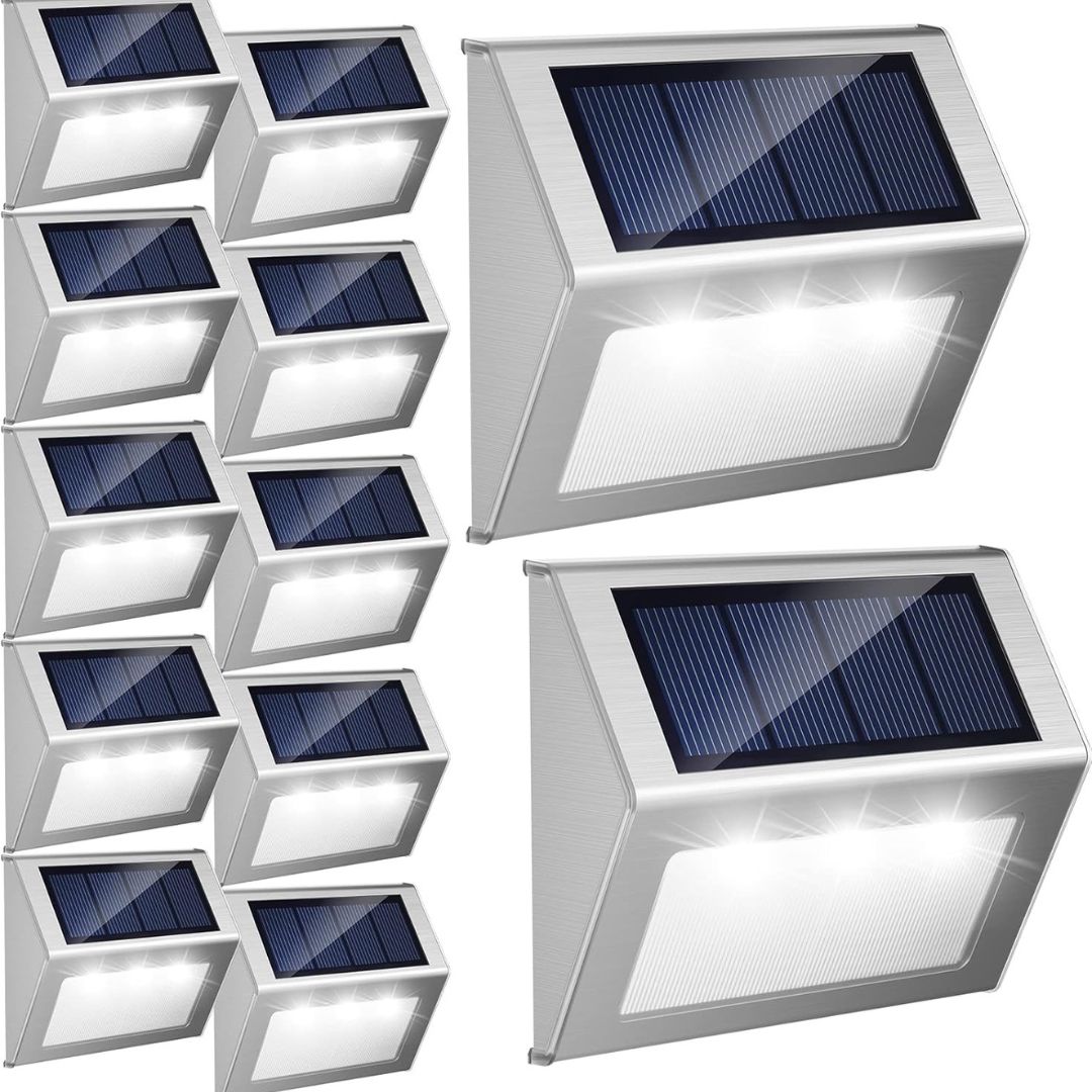 Solar LED Wandleuchte Außen – Edelstahl, Warmweiß, Mit Sensor