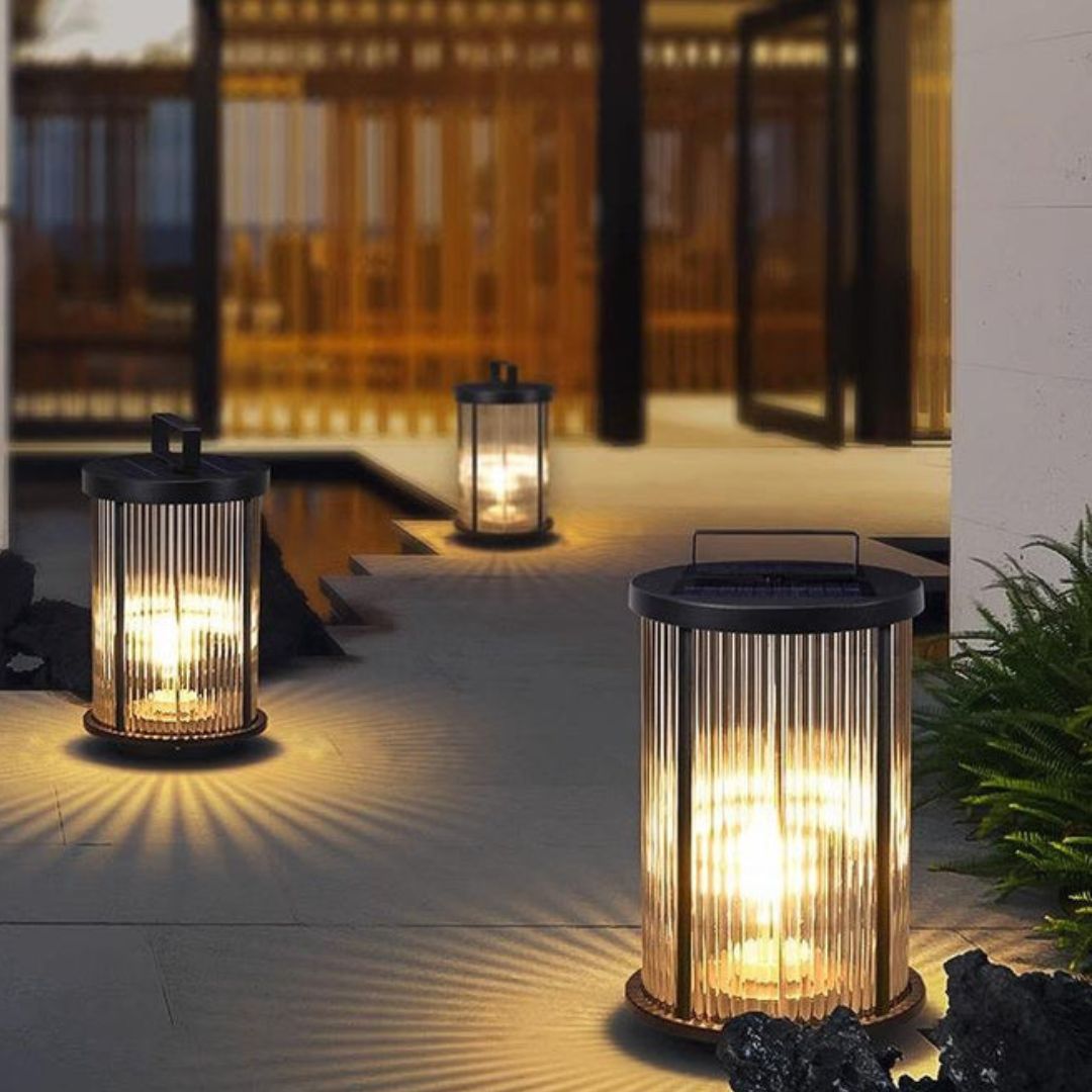 Solar Gartenlampe aus Kristallglas mit Edelstahlgehäuse – Wasserdicht, LED, Retro Design