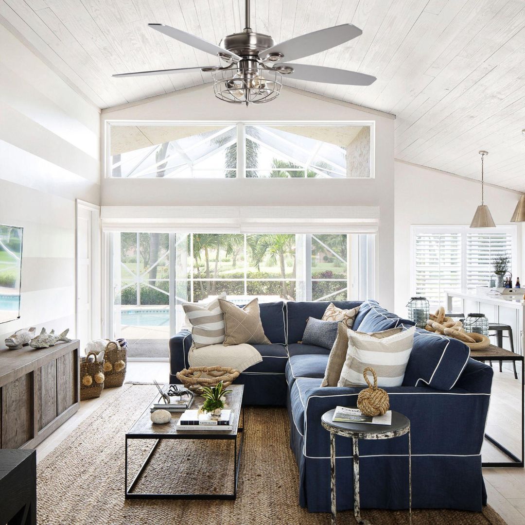 Deckenventilator mit Beleuchtung und Fernbedienung – Gebürstetem Nickel