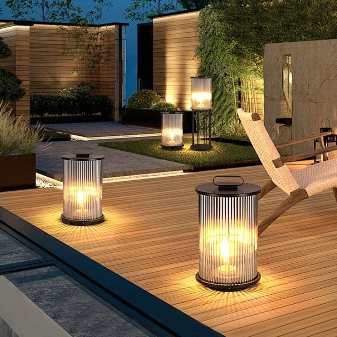Solar Gartenlampe aus Kristallglas mit Edelstahlgehäuse – Wasserdicht, LED, Retro Design