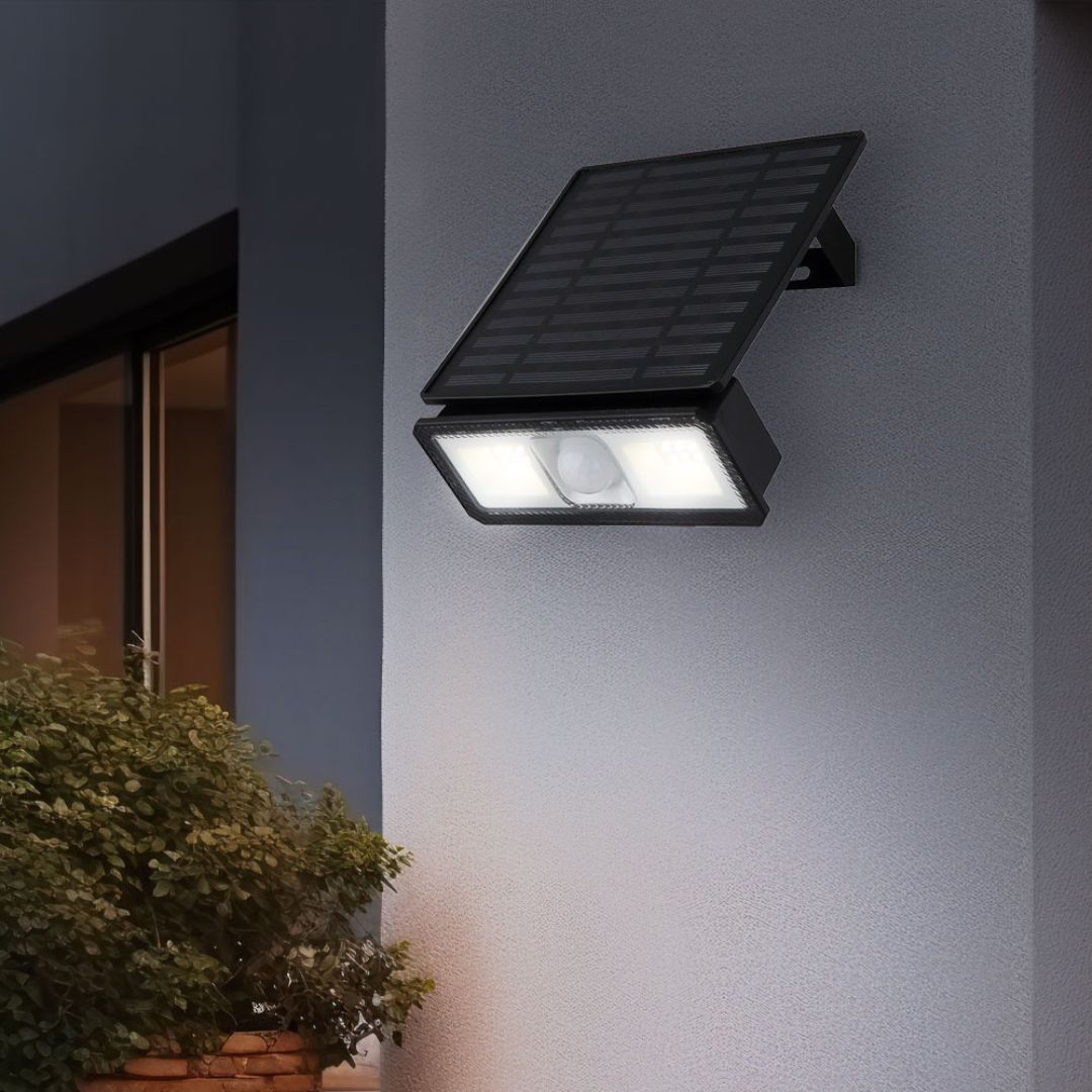 LED Solar-Wandleuchte mit Bewegungsmelder IP65 500 lm Schwarz