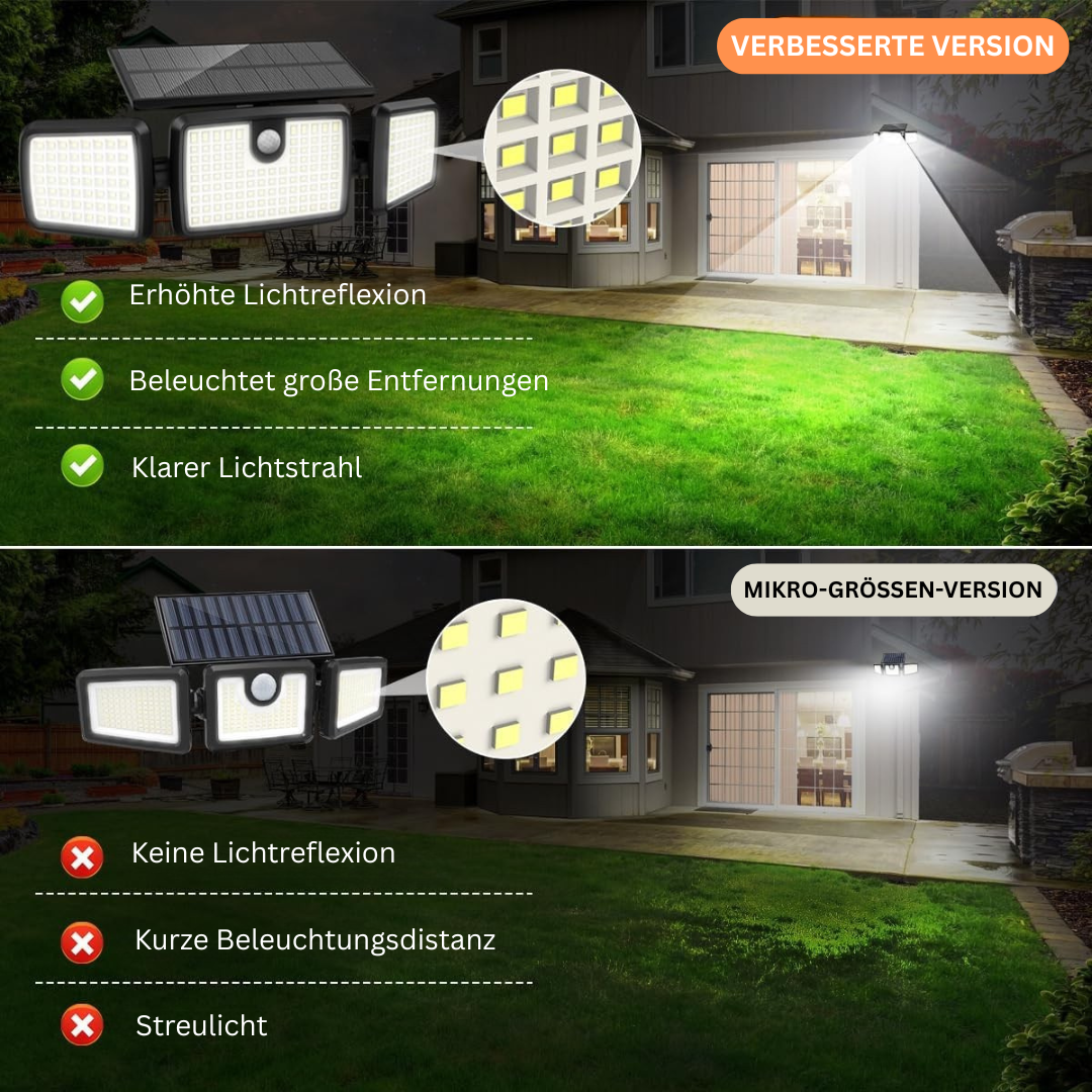 Solar-Deckleuchten außen, 232 LEDs, Bewegungsmelder & Fernbedienung
