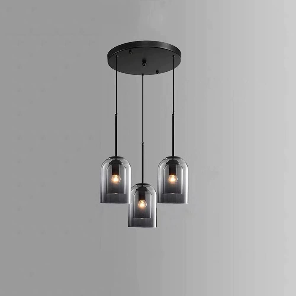Glas-Pendelleuchte – Modern, Doppelschichtig, Eisen & Glas