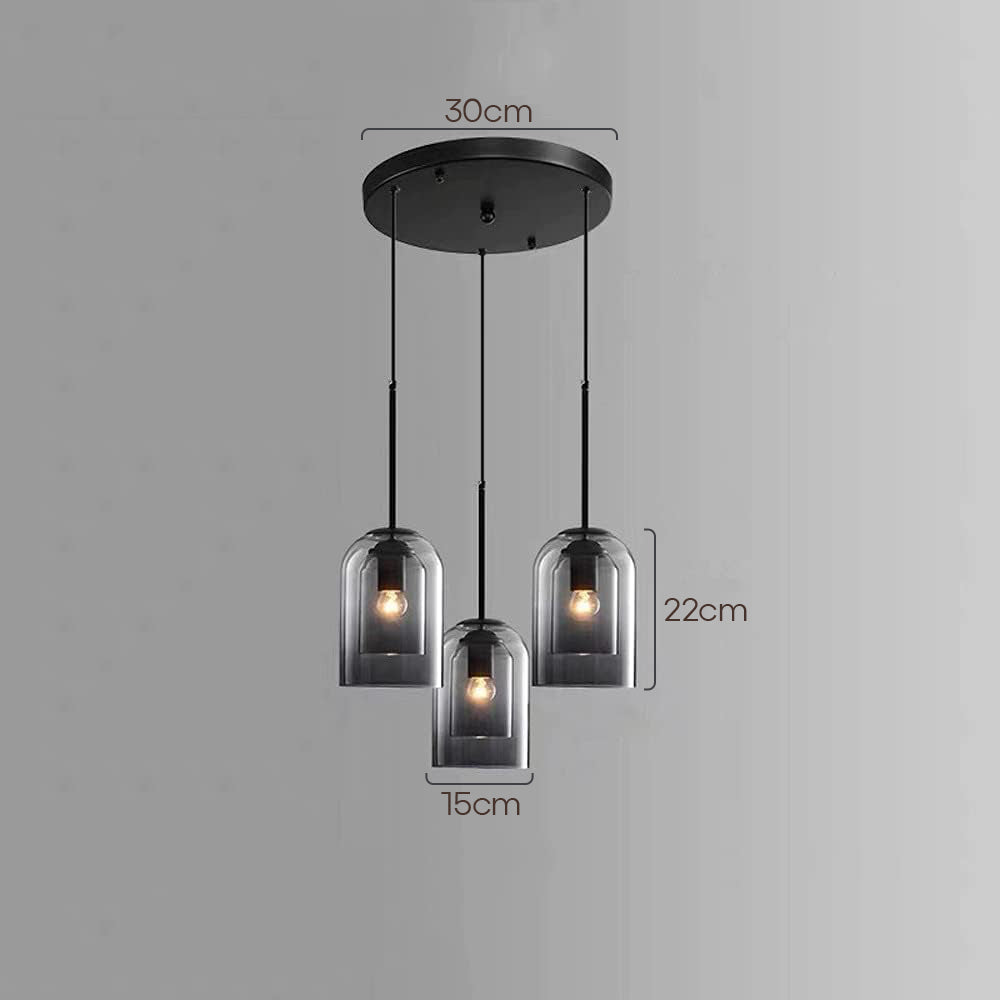Glas-Pendelleuchte – Modern, Doppelschichtig, Eisen & Glas