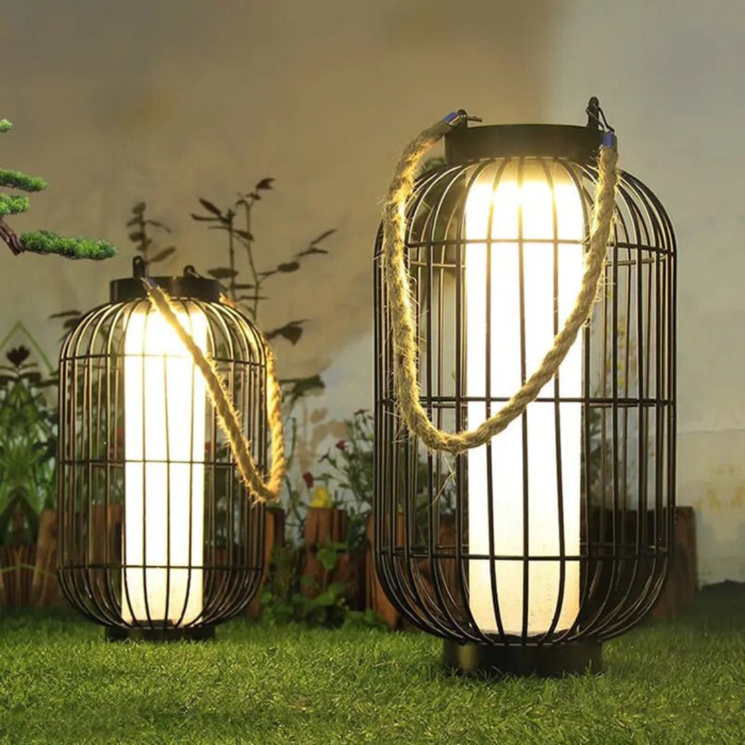 Solar-LED-Gartenlaterne mit Seilgriff – IP55
